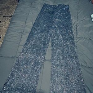 Blue/silver glitter flare pants. Brand new.